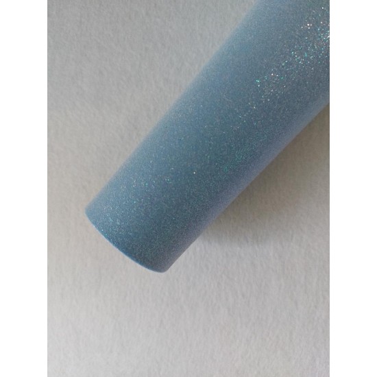 Глиттерный фоамиран 2 мм  20*30 см перламутровый небесно-голубой, цена за лист